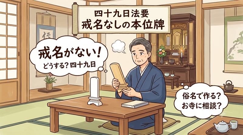 四十九日法要に向けて「本位牌」を作りたいが、戒名がない。