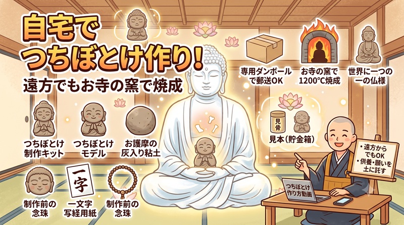 「遠方だけど、つちぼとけを作りたい」願いを自宅で叶える郵送制作キットのご案内｜本寿院